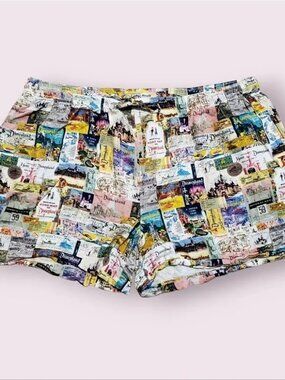Disneyland Eras Shorts Disney 100 All Over Print Pockets Womens 2X (46"x17"x5")